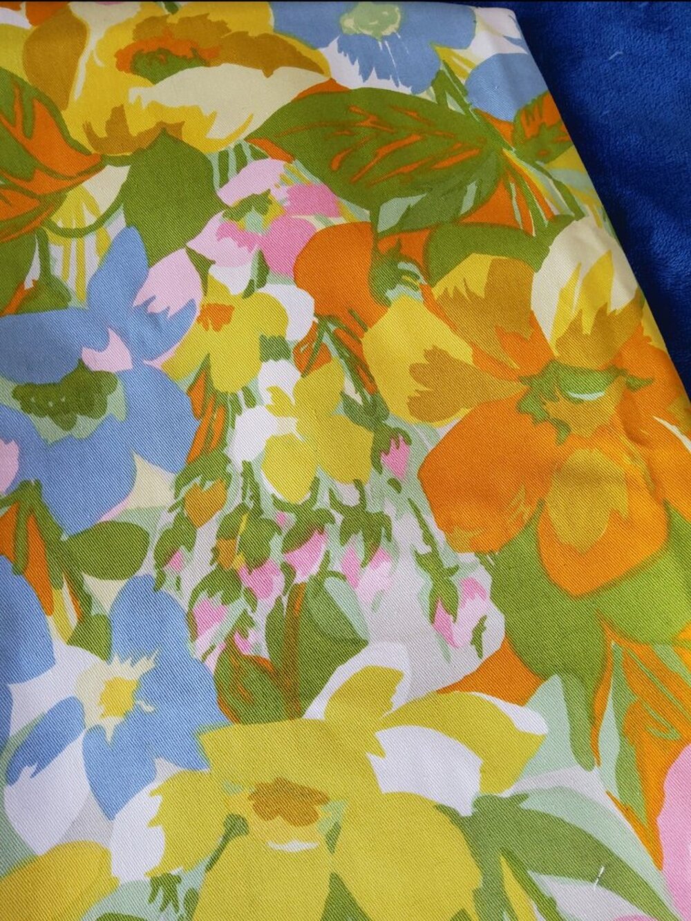 Vintage Hero IC Floral Fabric - Original Screen Print - Vibrant 70s Flower Power
